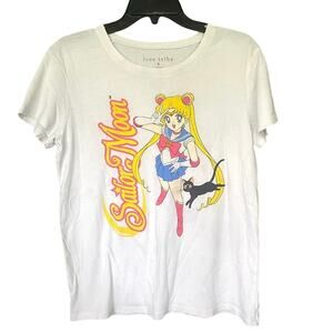 Love Tribe Sailor Moon Shirt Women’s Size S White Graphic Short Sleeve